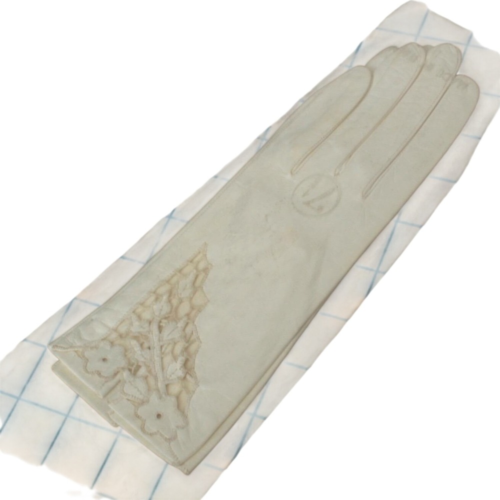 Vintage Aris Van Raalte Kidskin Leather Gloves Lot 5 Pairs Ivory Cream Lace 7.5 - Picture 5 of 16